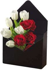 12PCS Cardboard Envelope Shape Flower Box Party Gift Giveaways - L19xH15xW7cm (Black)